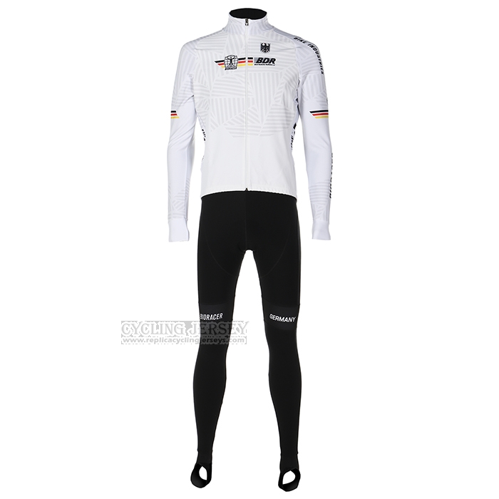 2023 Cycling Jersey Germany White Long Sleeve and Bib Short